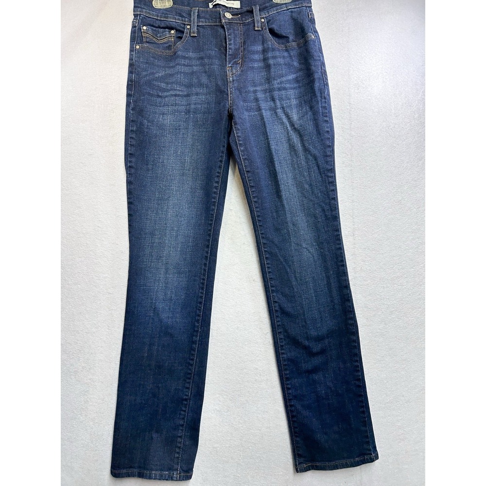Levi's 505  Women's Straight Leg Dark Wash Blue Stretch Denim Jeans 5-Pocket 8M
